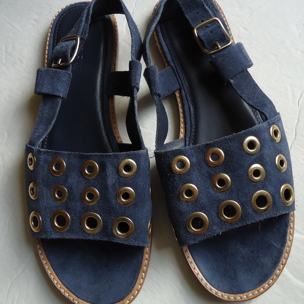 SIZE 7.5. J. CREW EATON suede leather flat sandals.